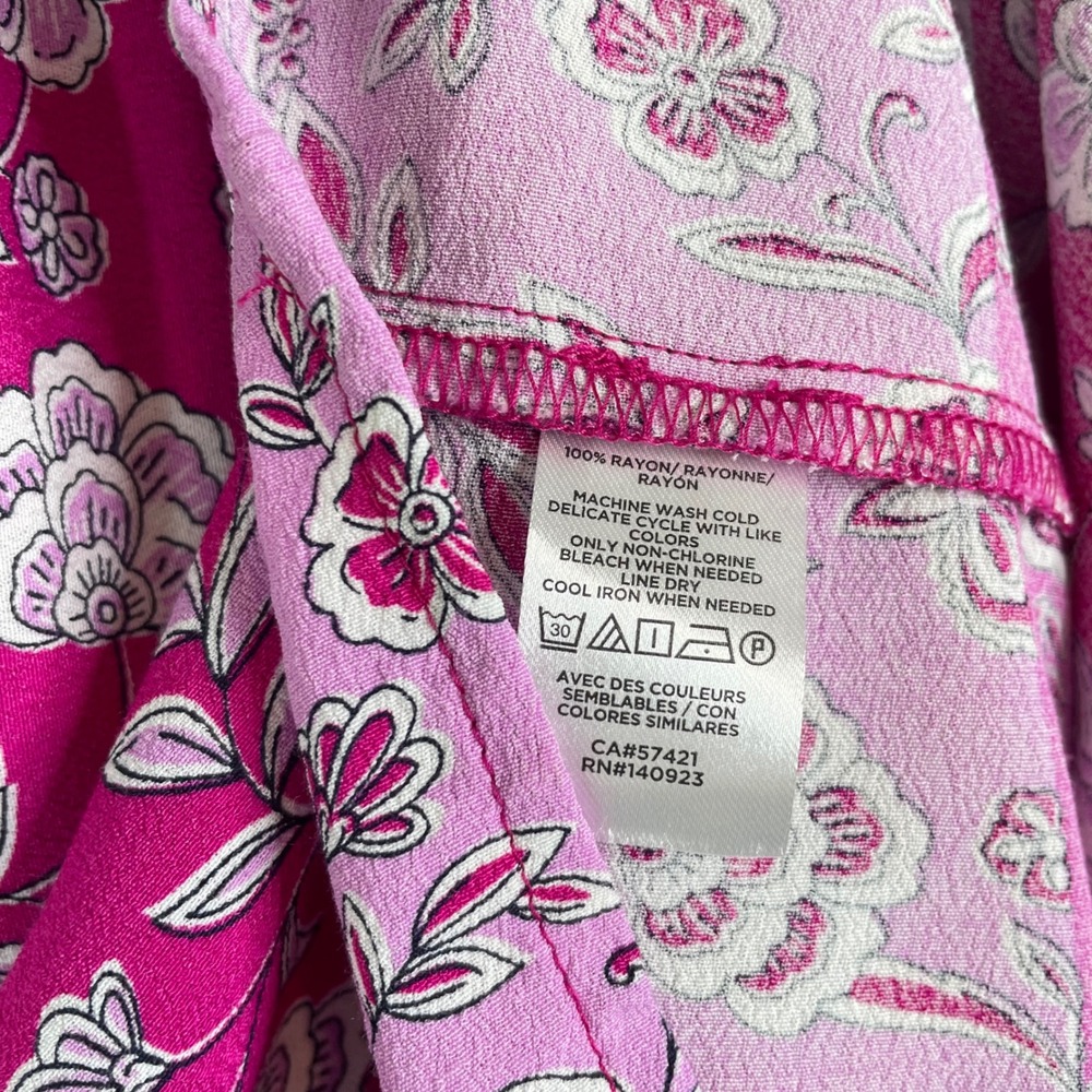 LOFT Womens XL Magenta Pink Floral Halter Neck Sleeveless Blouse Border Hem Top - Picture 8 of 9